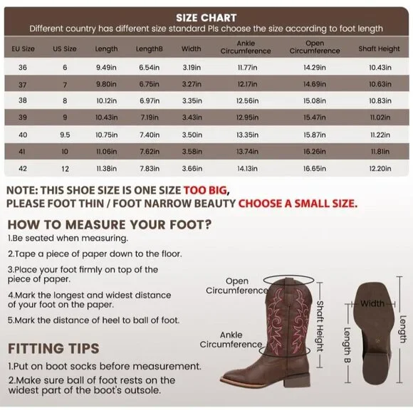 J's.o.l.e Women Dark Brown Cowboy Boot Square Toe Western Cowgirl Fashion Botte - Picture 4 of 9